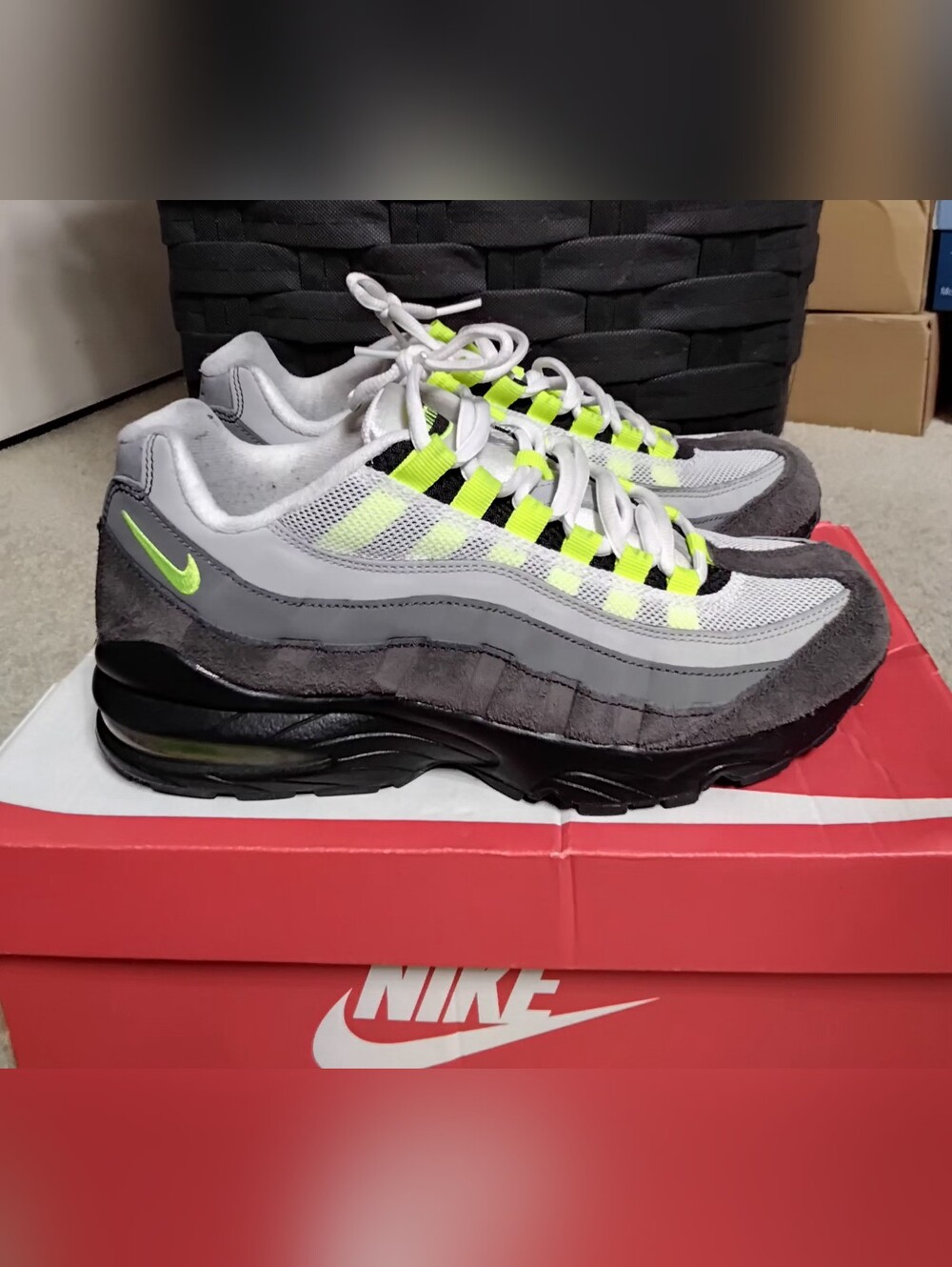 Nike Air Max 95, Gray/Black/Volt, Women's Size 8.5/Kids 7